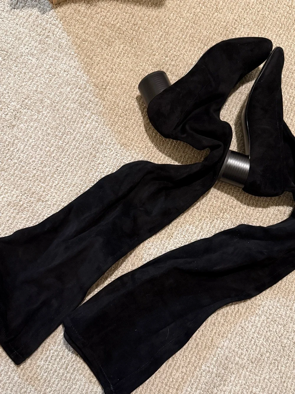 Charles & Keith Black Over-the-Knee Suede Boots